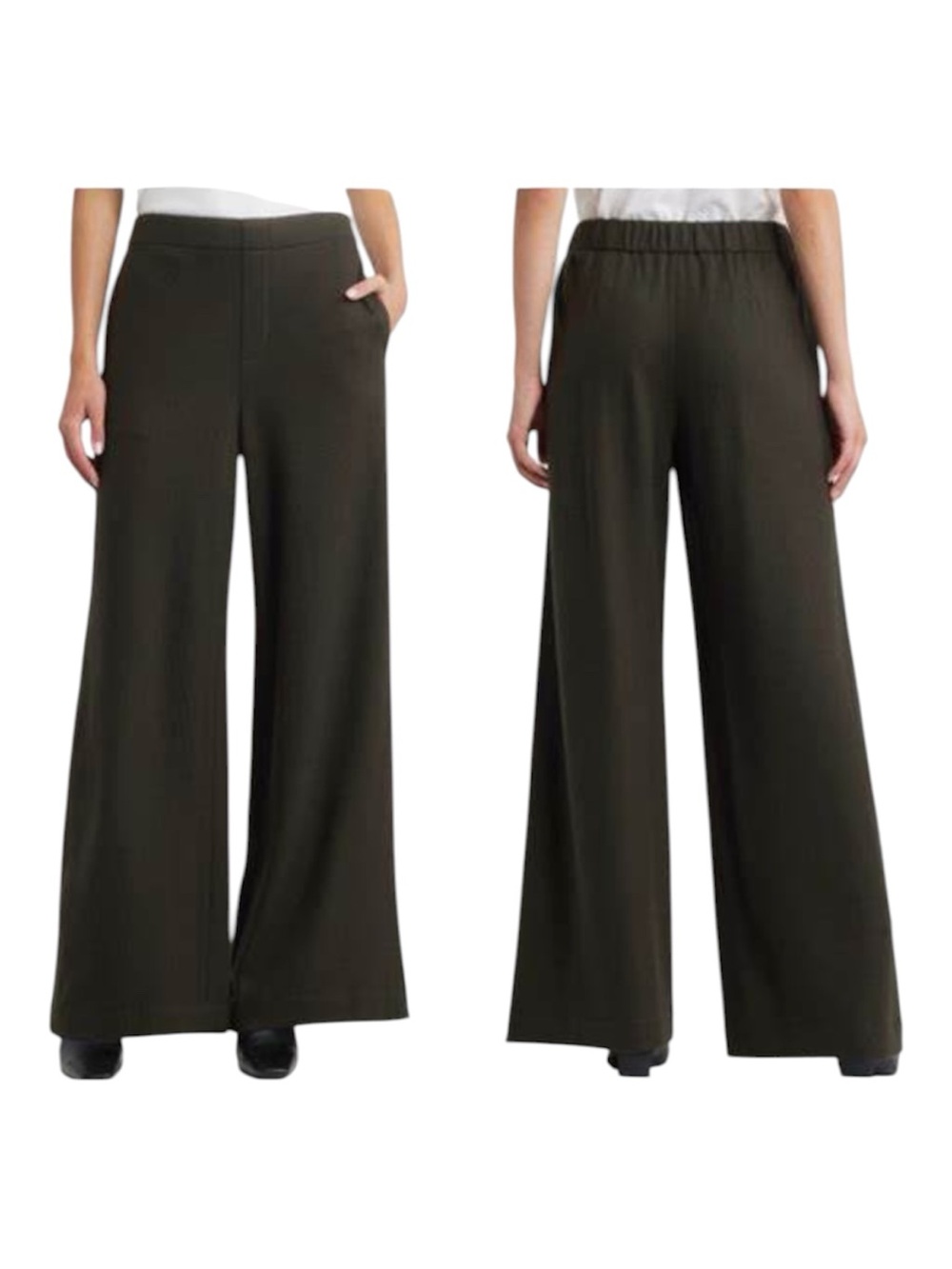 rag & bone NWT Melanie Japanese Wool Wide-Leg Pull-On Pants in Black